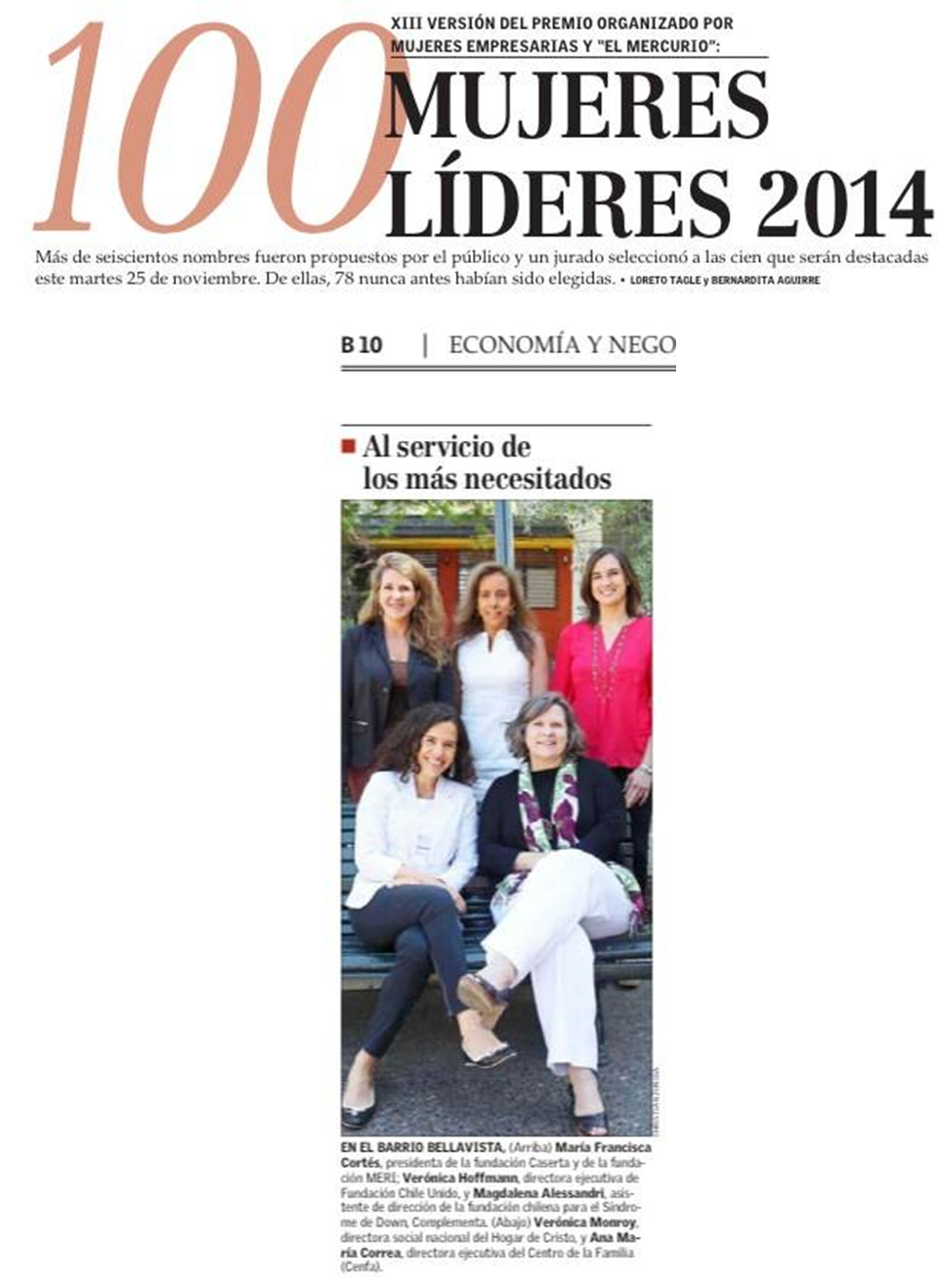 2014.11.23 100 mujeres líderes, El Mercurio0